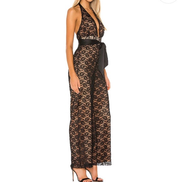 Majorelle Salinas Black Lace Halter Wide Leg Jumpsuit Women's Size Small New - Picture 2 of 8